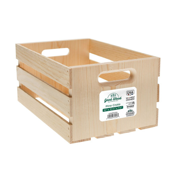 Good Wood By Leisure Arts Crates Pine 16 inch x 10.5 inch x 7.5 inch