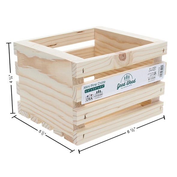 Good Wood By Leisure Arts Crates Mini 6.5 inch x 5.5 inch x 4.25 inch