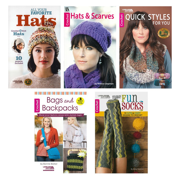 Leisure Arts Fashion Accessories Crochet Book Collection 5pc