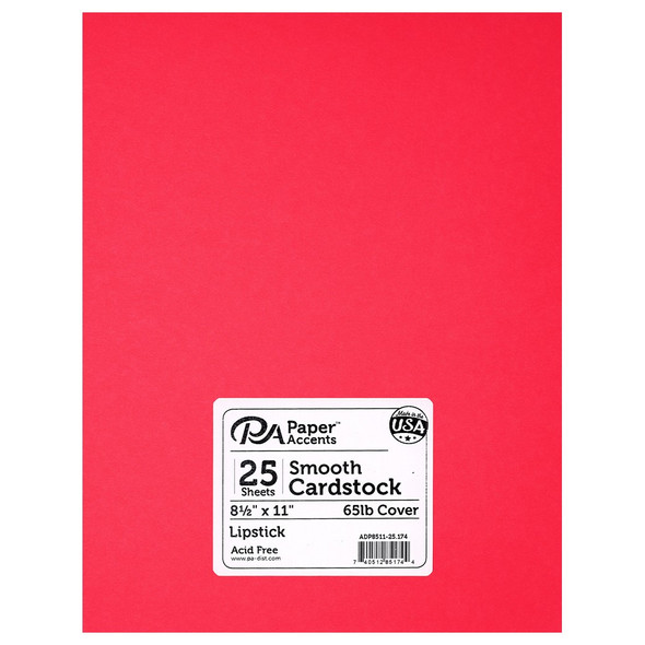 Paper Accents Cardstock 8.5 inch x 11 inch Smooth 65lb Lipstick 25pc