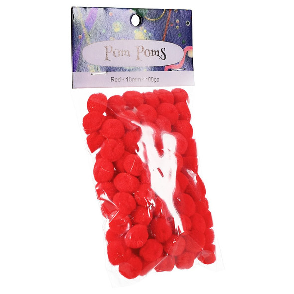 PA Essentials Pom Pom 10mm Red 100pc