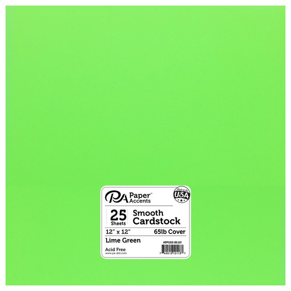Paper Accents Cardstock 12 inch x 12 inch Smooth 65lb Lime Green 25pc