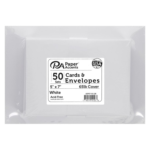 Paper Accents Card Envelopes 5 inch x 7 inch White 50pc