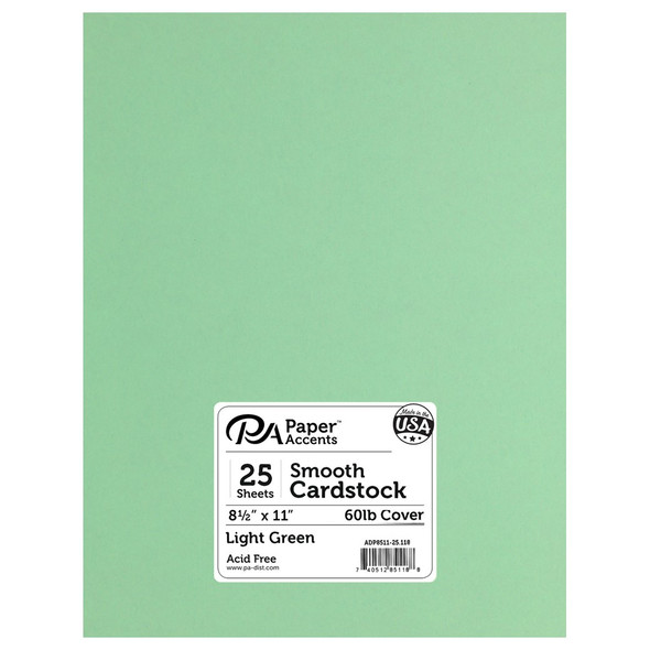Paper Accents Cardstock 8.5 inch x 11 inch Smooth 60lb Light Green 25pc