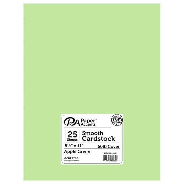 Paper Accents Cardstock 8.5 inch x 11 inch Smooth 60lb Apple Green 25pc