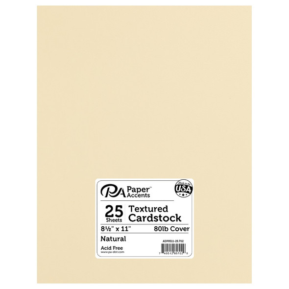 Paper Accents Cardstock 8.5 inch x 11 inch Textured 80lb Natural 25pc