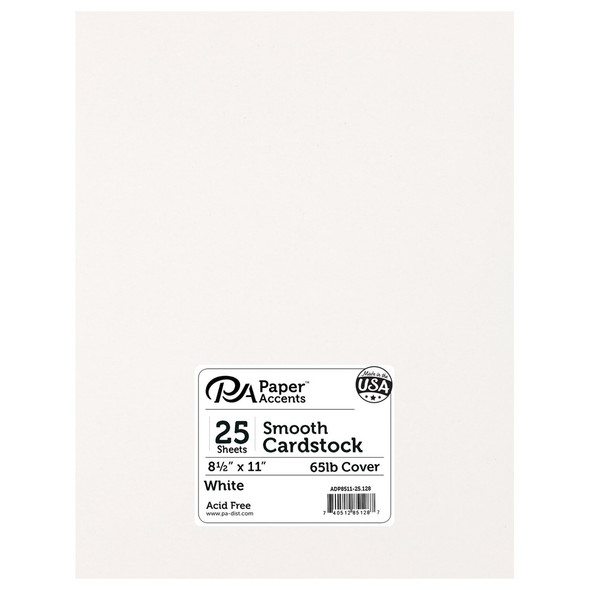 Paper Accents Cardstock 8.5 inch x 11 inch Smooth 65lb White 25pc