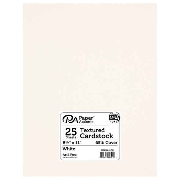 Paper Accents Cardstock 8.5 inch x 11 inch Textured 65lb White 25pc
