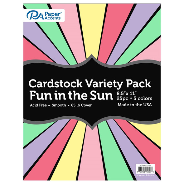 Paper Accents Cardstock Variety Pack 8.5 inch x 11 inch Fun In The Sun 65lb 25pc