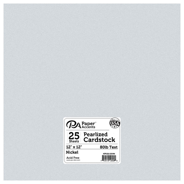 Paper Accents Paper Pearlized 12 inch x 12 inch 25pc 80lb Nickel