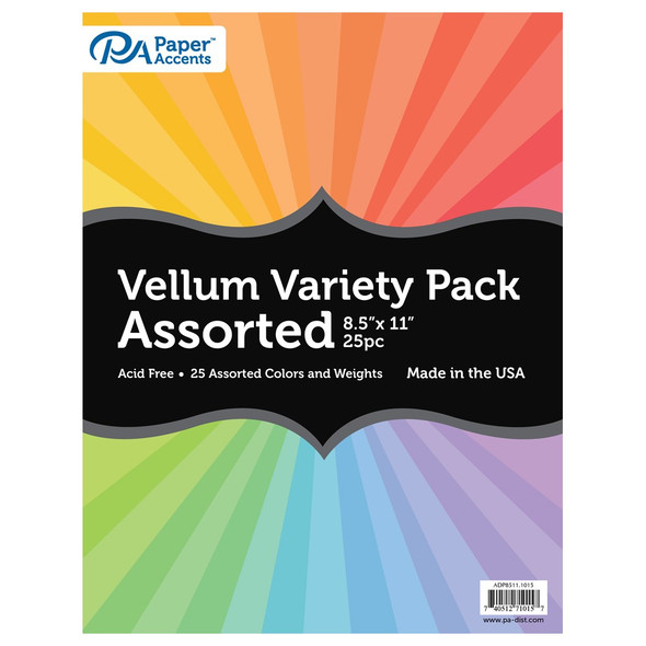 Paper Accents Variety Pack 8.5 inch x 11 inch Assorted Vellum 25pc