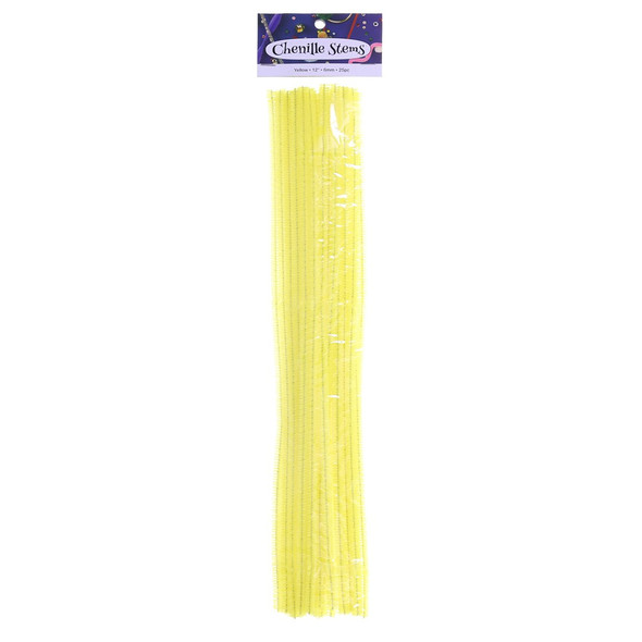 PA Essentials Chenille Stem 12 inch 6mm Yellow 25pc