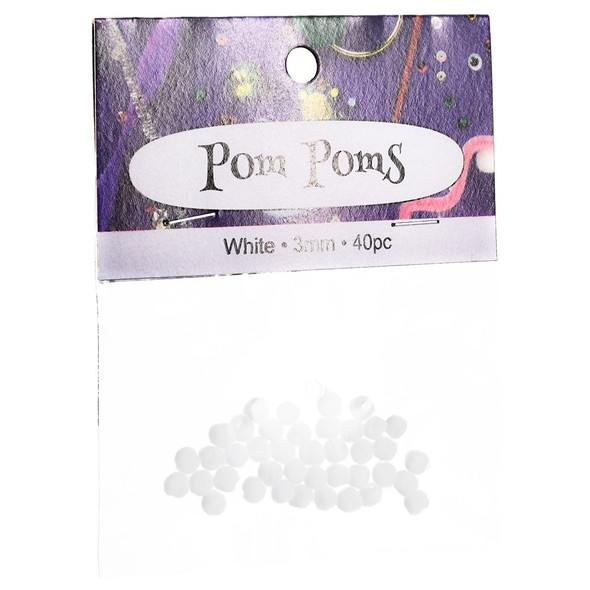 PA Essentials Pom Pom 3mm White 40pc