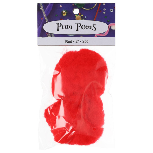 PA Essentials Pom Pom 2 inch Red 2pc