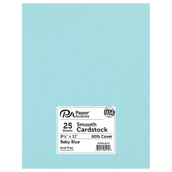 Paper Accents Cardstock 8.5 inch x 11 inch Smooth 60lb Baby Blue 25pc