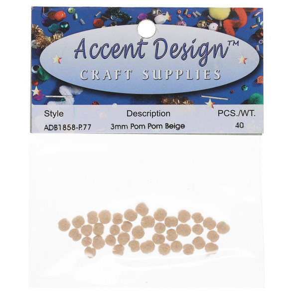 PA Essentials Pom Pom 3mm Beige 40pc