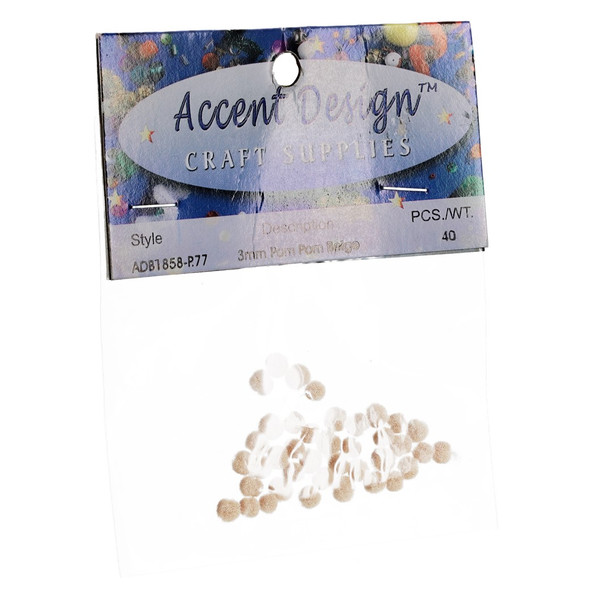 PA Essentials Pom Pom 3mm Beige 40pc