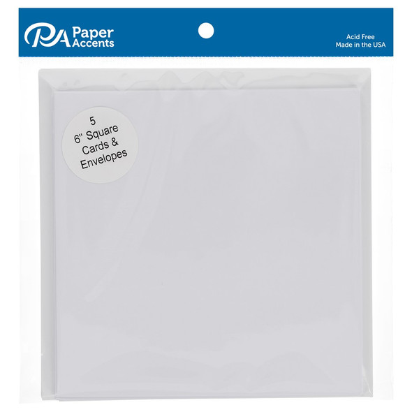 Paper Accents Card and Envelopes 6 inch x 6 inch White 5pc