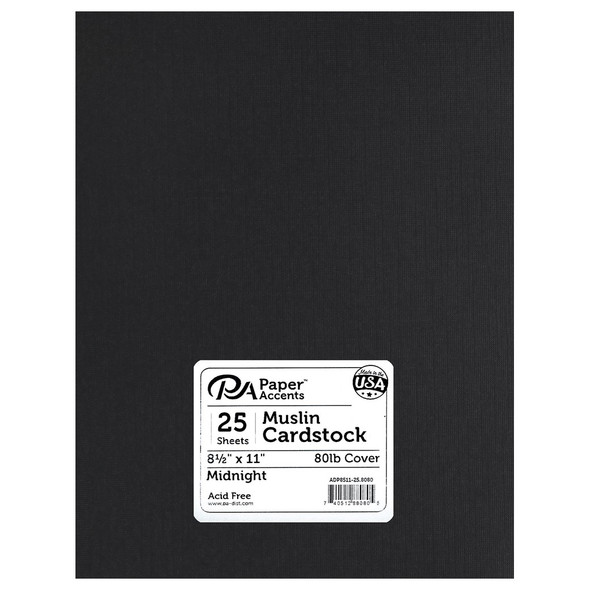 Paper Accents Cardstock 8.5 inch x 11 inch Muslin 80lb Midnight UPC 25pc