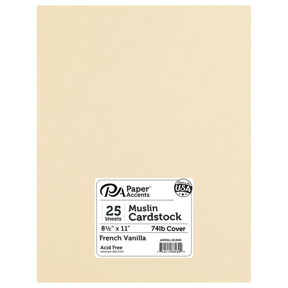 Paper Accents Cardstock 8.5 inch x 11 inch Muslin 74lb French Vanilla 25pc