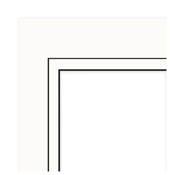 PA Framing Mat Double 5 inch x 7 inch /3.5 inch x 5 inch Black Core White/White