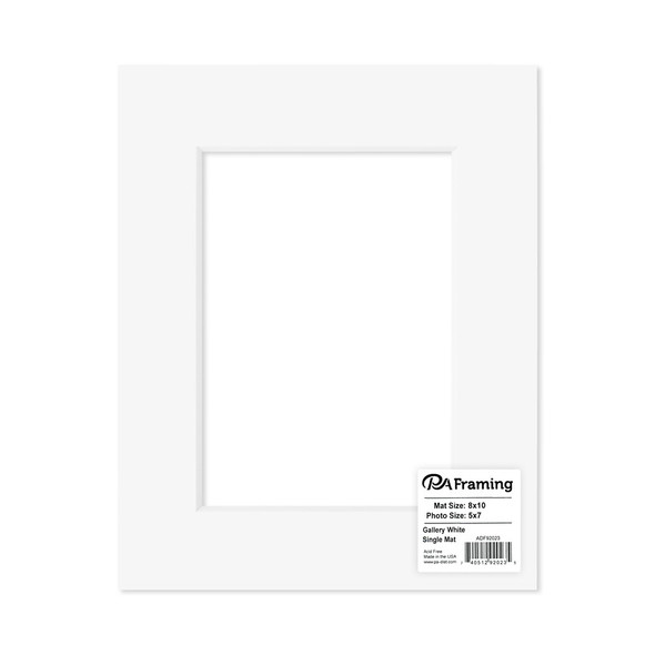 PA Framing Double Thick Gallery Mat 8 inch x 10 inch /5 inch x 7 inch White Core White