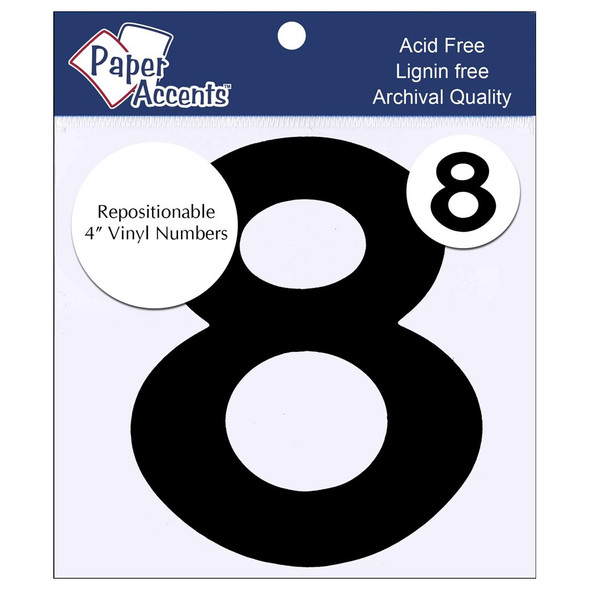 PA Vinyl Numbers Removable 4 inch 8 Black 2pc
