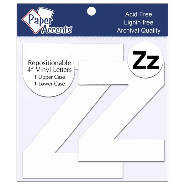 PA Vinyl Letters Removable 4 inch Zz White 2pc