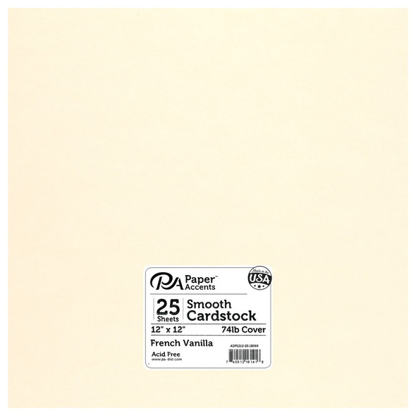 Paper Accents Cardstock 12 inch x 12 inch Smooth 74lb French Vanilla 25pc