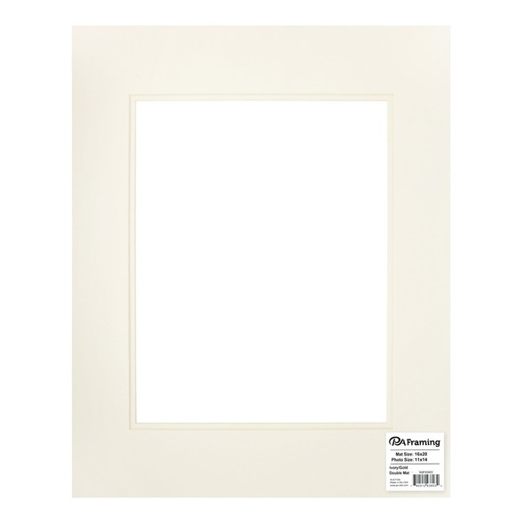 PA Framing Mat Double 16 inch x 20 inch /11 inch x 14 inch Cream Core Ivory/Ivory