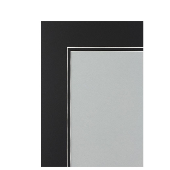PA Framing Mat Double 12 inch x 16 inch /8 inch x 12 inch White Core Black/Black
