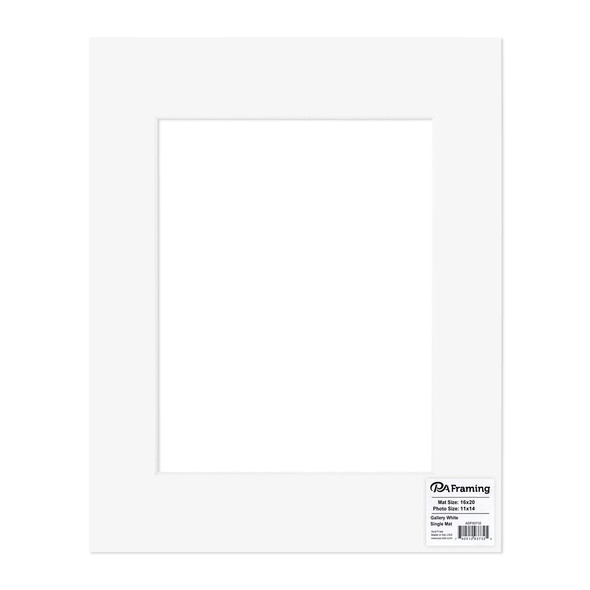 PA Framing Double Thick Gallery Mat 16 inch x 20 inch /11 inch x 14 inch White Core White