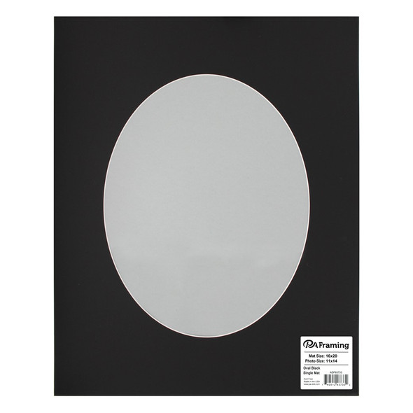 PA Framing Oval Mat 16 inch x 20 inch /11 inch x 14 inch White Core Black