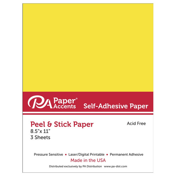 Paper Accents Self Adhesive Paper 8.5 inch x 11 inch Yellow 3pc