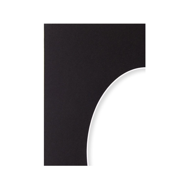 PA Framing Mat White Core 5 inch x 7 inch /3.5 inch x 5 inch Oval Black