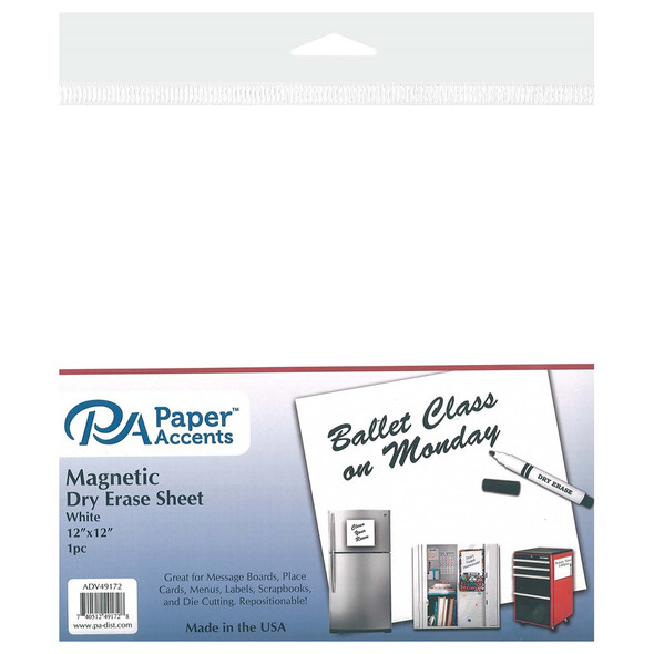 PA Vinyl 12 inch x 12 inch Magnetic Dry Erase White 1pc