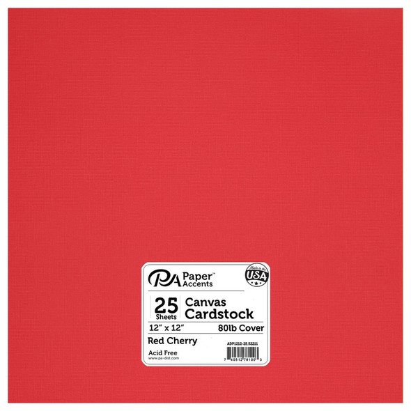 Paper Accents Cardstock 12 inch x 12 inch Canvas 80lb Red Cherry 25pc