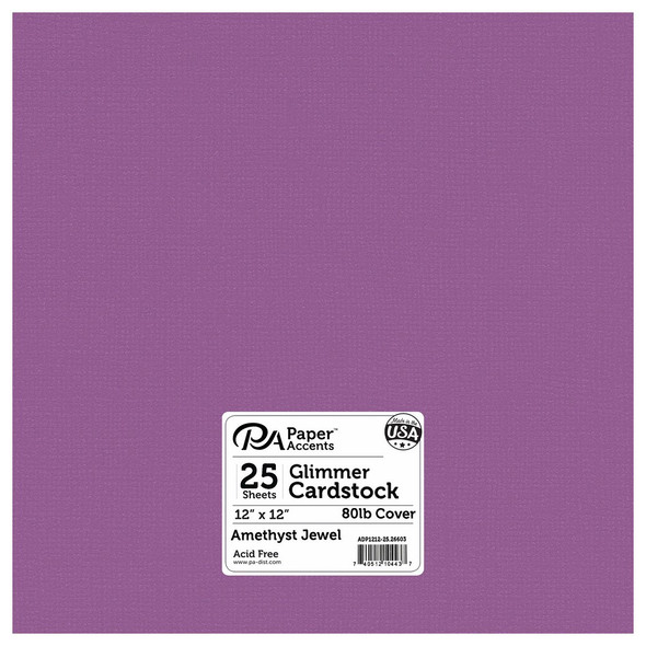 Paper Accents Glimmer Cardstock 12 inch x 12 inch 80lb 25pc Amethyst Jewel