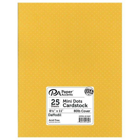 Paper Accents Mini Dot Cardstock 8.5 inch x 11 inch 80lb Daffodil 25pc