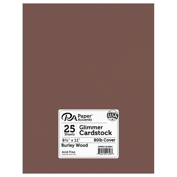 Paper Accents Glimmer Cardstock 8.5 inch x 11 inch 80lb 25pc Burley Wood