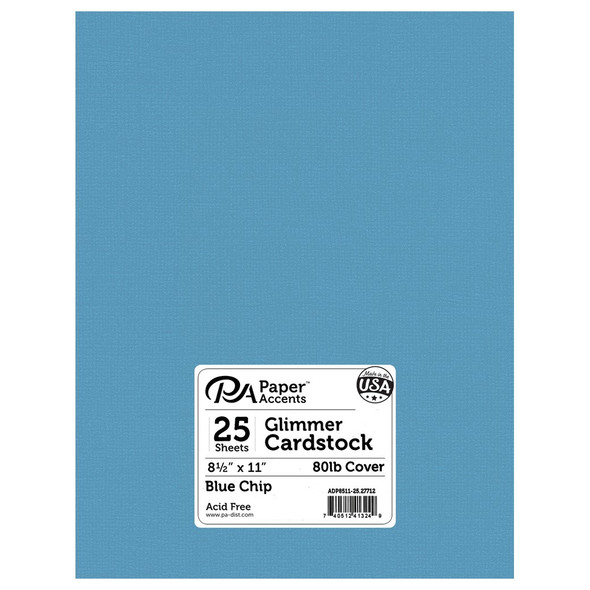 Paper Accents Glimmer Cardstock 8.5 inch x 11 inch 80lb 25pc Blue Chip