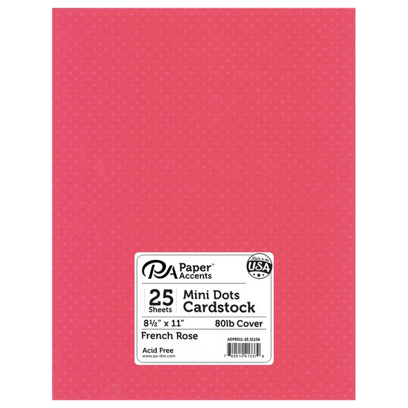 Paper Accents Mini Dot Cardstock 8.5 inch x 11 inch 80lb French Rose 25pc