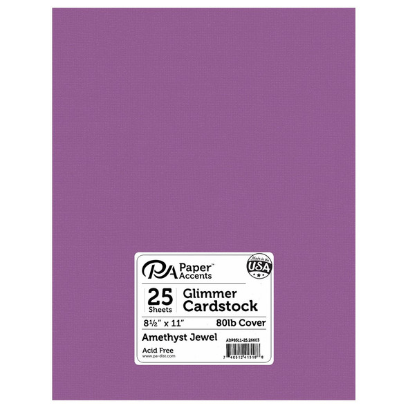 Paper Accents Glimmer Cardstock 8.5 inch x 11 inch 80lb 25pc Amethyst Jewel