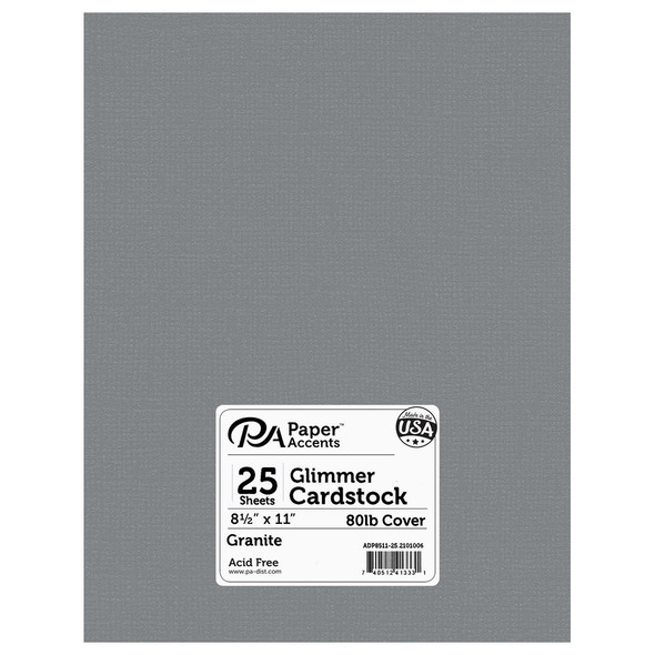 Paper Accents Glimmer Cardstock 8.5 inch x 11 inch 80lb 25pc Granite