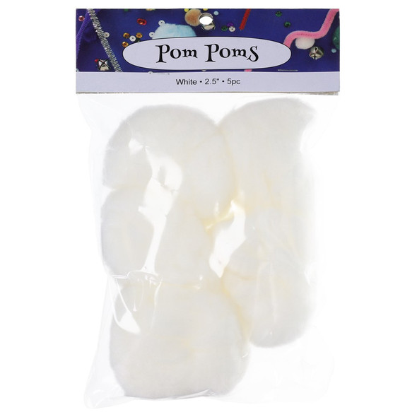 PA Essentials Pom Pom 2.5 inch White 5pc