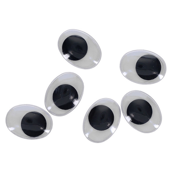 PA Essentials Googly Eye Flat Back Oval 15mm Black 6pc