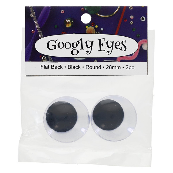 PA Essentials Googly Eye Flat Back Round 28mm Black 2pc