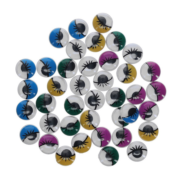 PA Essentials Googly Eye Flat Back Round 7mm Assorted With Lashes 40pc