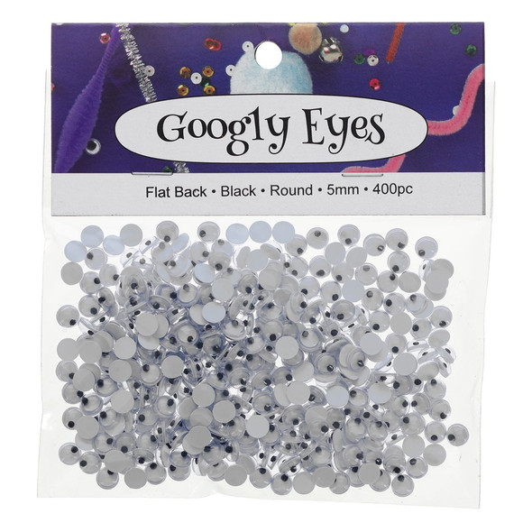 PA Essentials Googly Eye Flat Back Round 5mm Black 400pc