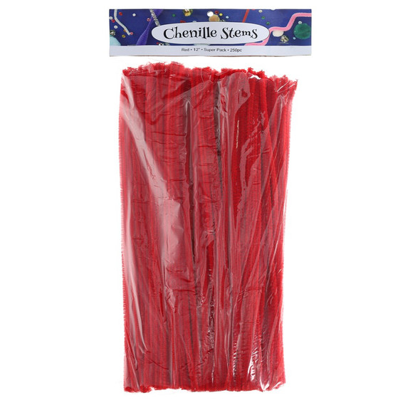 PA Essentials Chenille Stem 12 inch Super Pack Red 250pc